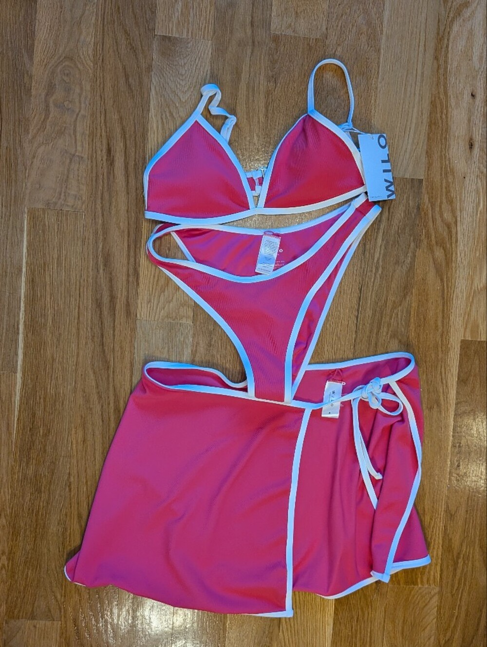 Wilo The Label Brand New With Tags Pint Contrast 3 Piece Bikini Skirt Set - Picture 2 of 9